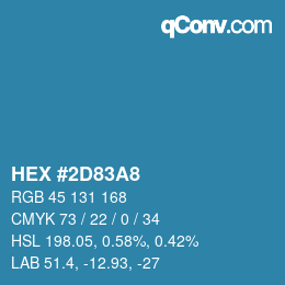 カラーコード: HEX #2D83A8 | qconv.com