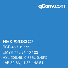 カラーコード: HEX #2D83C7 | qconv.com