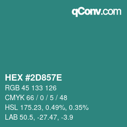 Color code: HEX #2D857E | qconv.com