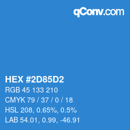 颜色代码: HEX #2D85D2 | qconv.com