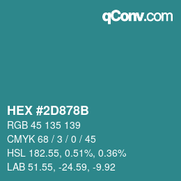 Color code: HEX #2D878B | qconv.com