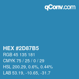 颜色代码: HEX #2D87B5 | qconv.com