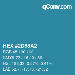 カラーコード: HEX #2D88A2 | qconv.com