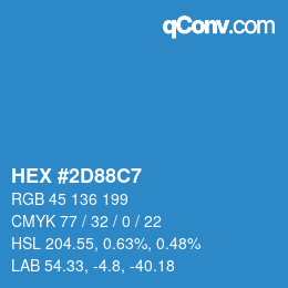 Color code: HEX #2D88C7 | qconv.com