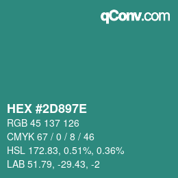 Color code: HEX #2D897E | qconv.com