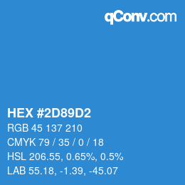 颜色代码: HEX #2D89D2 | qconv.com