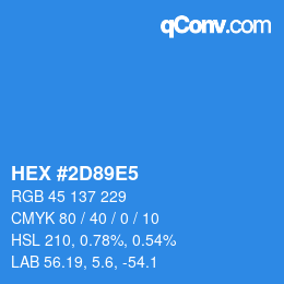カラーコード: HEX #2D89E5 | qconv.com