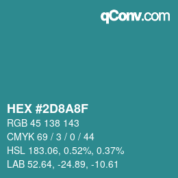 Color code: HEX #2D8A8F | qconv.com