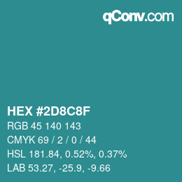 カラーコード: HEX #2D8C8F | qconv.com