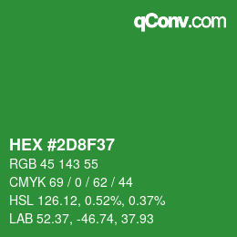 Farbcode: HEX #2D8F37 | qconv.com