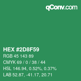 カラーコード: HEX #2D8F59 | qconv.com