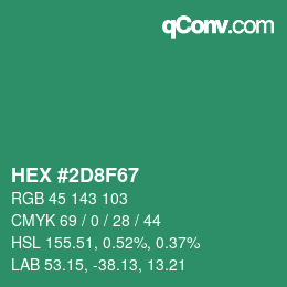 カラーコード: HEX #2D8F67 | qconv.com