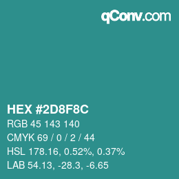 カラーコード: HEX #2D8F8C | qconv.com