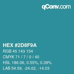 Color code: HEX #2D8F9A | qconv.com
