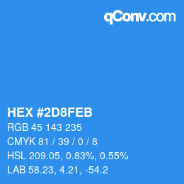 颜色代码: HEX #2D8FEB | qconv.com