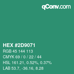 Color code: HEX #2D9071 | qconv.com