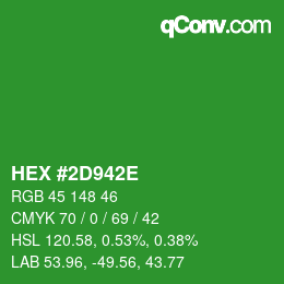 Farbcode: HEX #2D942E | qconv.com