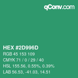 Color code: HEX #2D996D | qconv.com