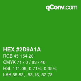 Color code: HEX #2D9A1A | qconv.com