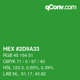 Color code: HEX #2D9A33 | qconv.com