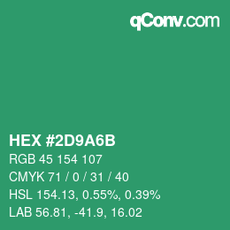 Farbcode: HEX #2D9A6B | qconv.com