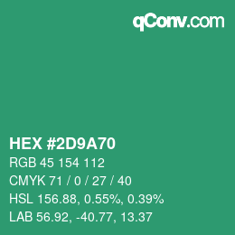Color code: HEX #2D9A70 | qconv.com