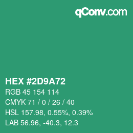 颜色代码: HEX #2D9A72 | qconv.com