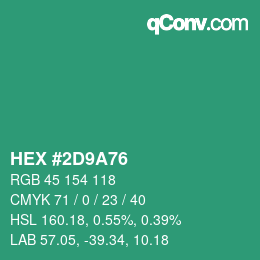 Color code: HEX #2D9A76 | qconv.com