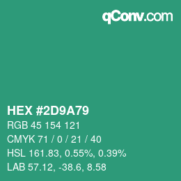 Color code: HEX #2D9A79 | qconv.com