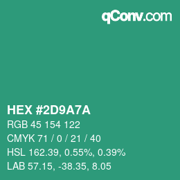 Color code: HEX #2D9A7A | qconv.com