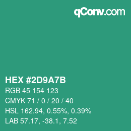 Color code: HEX #2D9A7B | qconv.com
