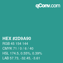 Color code: HEX #2D9A90 | qconv.com