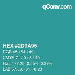 Color code: HEX #2D9A95 | qconv.com
