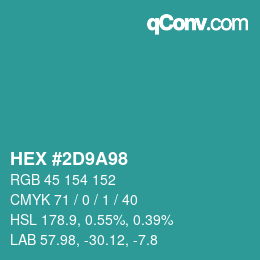 Color code: HEX #2D9A98 | qconv.com