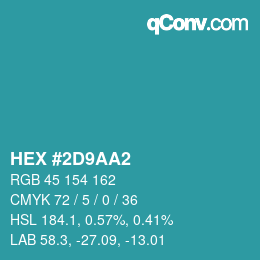 Color code: HEX #2D9AA2 | qconv.com