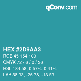 Color code: HEX #2D9AA3 | qconv.com