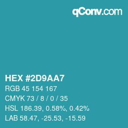 Color code: HEX #2D9AA7 | qconv.com