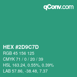 カラーコード: HEX #2D9C7D | qconv.com