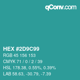 Color code: HEX #2D9C99 | qconv.com