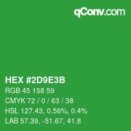 Color code: HEX #2D9E3B | qconv.com