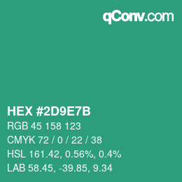 Color code: HEX #2D9E7B | qconv.com