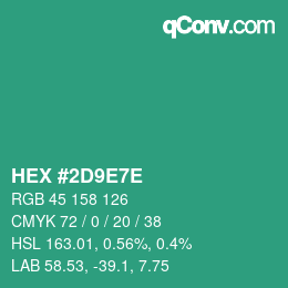 Farbcode: HEX #2D9E7E | qconv.com
