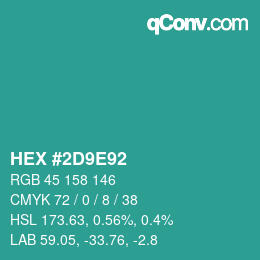 カラーコード: HEX #2D9E92 | qconv.com