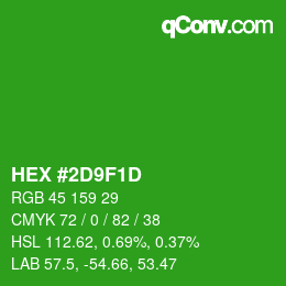 Color code: HEX #2D9F1D | qconv.com