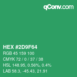 颜色代码: HEX #2D9F64 | qconv.com