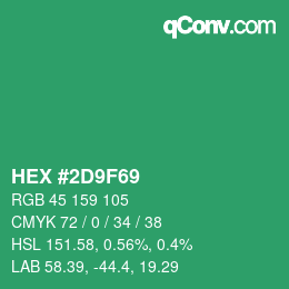 颜色代码: HEX #2D9F69 | qconv.com