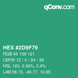 颜色代码: HEX #2D9F79 | qconv.com