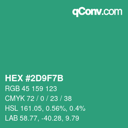 Farbcode: HEX #2D9F7B | qconv.com