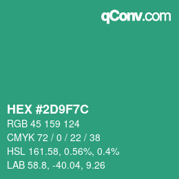 Color code: HEX #2D9F7C | qconv.com