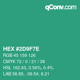 颜色代码: HEX #2D9F7E | qconv.com